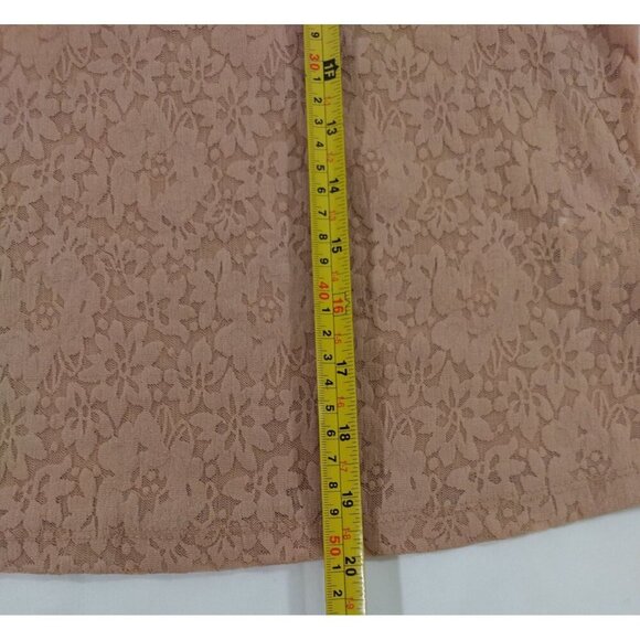 Wild Skye Womens Beige Floral Lace Short Sleeve Stretch Top Size L, NWT. - Picture 8 of 8